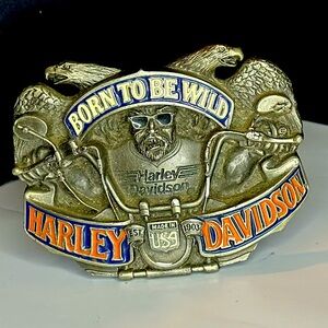 Harley Davidson 1992 Vintage belt buckle H415 Made In Baron, USA Born To Be Wild